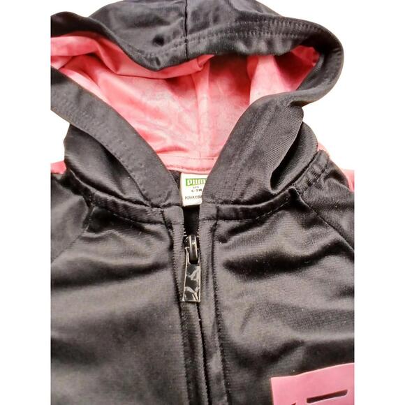 Puma Baby Girls Track Jacket 6-9M Pink Black Full Zip Hoodie Athletic - Picture 2 of 8